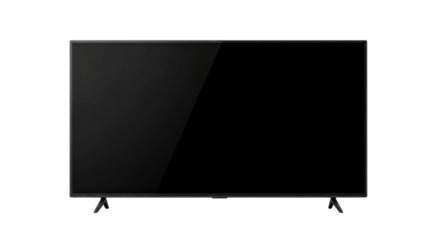 Blank black screen of a modern flat-screen television.
