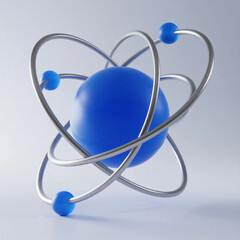 3D Rendering of Atom Structure with Electrons and Orbits