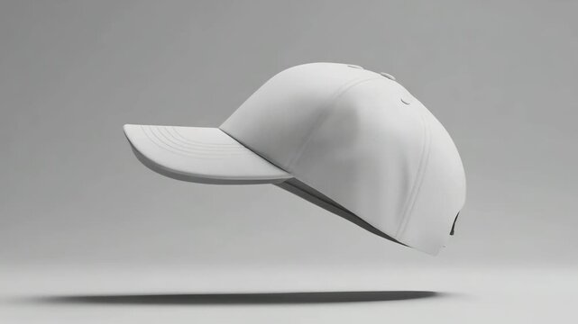 white baseball cap spinning motion 4k video showcasing smooth rotation and detailed texture in high quality animation
