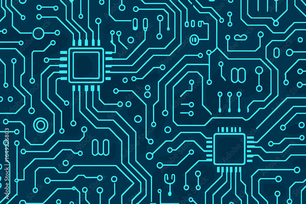 Poster complex circuit board design showcasing intricate patterns and connections in a technology-focused e