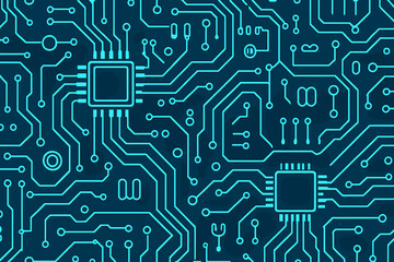 Complex circuit board design showcasing intricate patterns and connections in a technology-focused environment