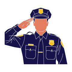 Saluting Officer: A respectful officer in a navy uniform salutes, a symbol of duty, respect, and law enforcement in a graphic image.