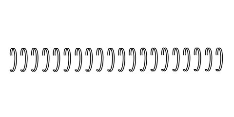 Bind spring of spiral. Ring of spiral for notebook or calendar. Metal wire of binder clip. Mockup for book, diary, notepad isolated on white background. Vector illustration