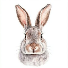 Obraz premium a tiny magical snow bunny clipart, icy fantasy creature, watercolor illustration, pale blue and white tones, isolated on white background