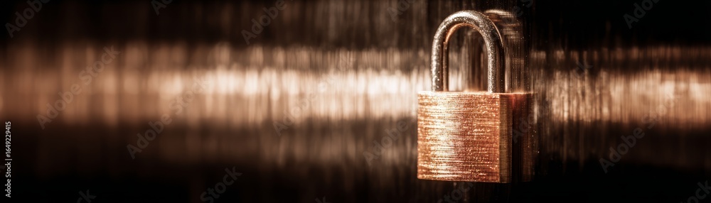 Poster detailed macro view of a metallic padlock representing concepts of security protection and privacy s