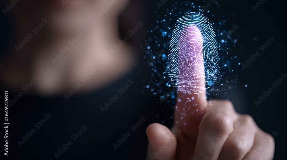 Poster exploring the intricate and unique patterns of human fingerprints for personal identification securi