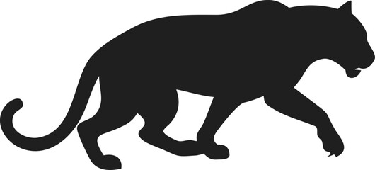 Naklejka premium Simple Black Silhouette of a Walking Puma Graphic Illustration Art