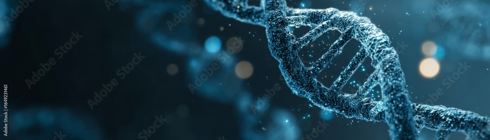 Aufkleber a detailed 3d rendering of a dna double helix molecule structure with a vibrant blue background show