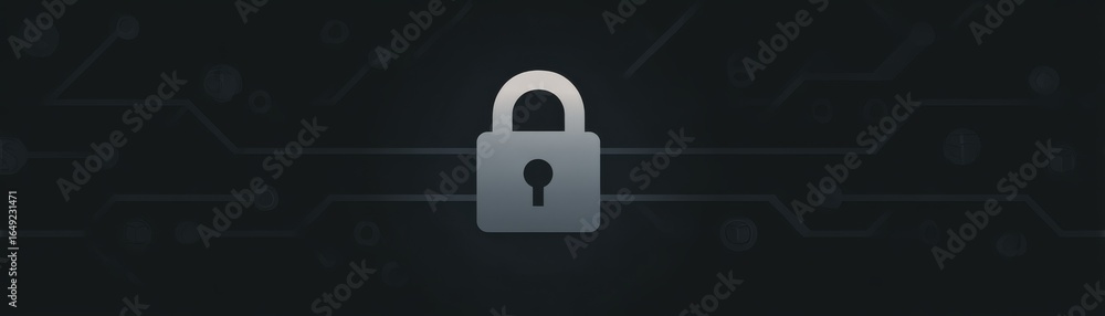 Poster detailed close up of a metallic padlock with a keyhole securely fastened and isolated against a soli