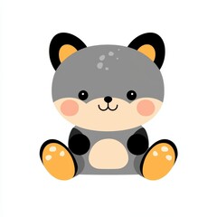 Naklejka premium a mischievous wolf pup clipart, wild animal character, flat vector style, grey tones, isolated on white background