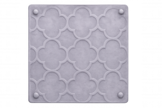 Light purple surface with embossed quatrefoil pattern, translucent background offering clean design potential for graphic elements - Powered by Adobe