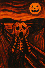 halloween background with skull and pumpkin