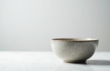 A plain ceramic bowl placed on a white surface with a neutral background