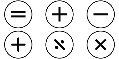 Fototapeta premium Modern Math Icon Mega Bundle: Symbols, Buttons & UI Essentials. Plus, minus icon set. Add and Subtract Icons. Set of plus and minus symbols in circular and square shapes . math icon. Plus, minus eps10