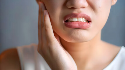 woman Holding Cheek in Pain from Toothache