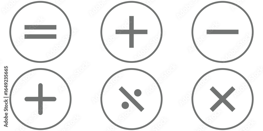 Poster modern math icon mega bundle: symbols, buttons & ui essentials. plus, minus icon set. add and subtra