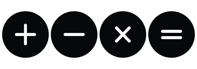  Next-Gen Arithmetic UI Kit: Sleek, Colorful,Editable Vectors. Round plus sign and minus sign icon set. Vector. plus minus icon. Mathematical operations, divide and multiply, minus and plus doodle eps