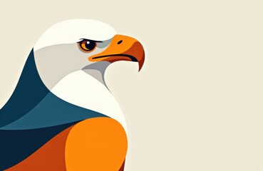 Fototapeta premium A stylized illustration of a bald eagle's head facing right with a neutral background