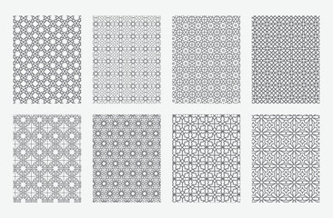 Collection of eight Islamic seamless patterns