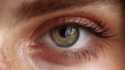 Obraz premium Close-up of human eye with natural eyelashes