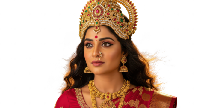 Durga Devi in a Traditional Festive Setting