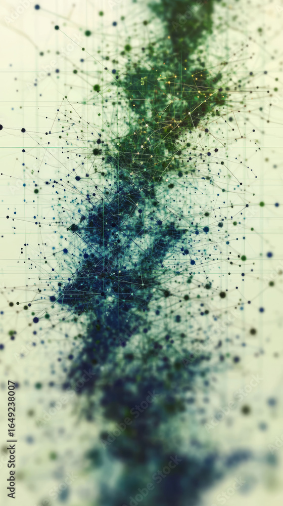 Poster abstract network of interconnected nodes. represents digital technology, big data, and communication