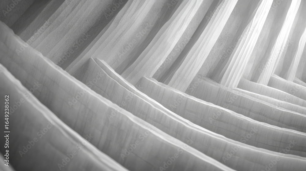 Poster abstract greyscale waves create a soothing visual pattern. light flows through geometric shapes, for