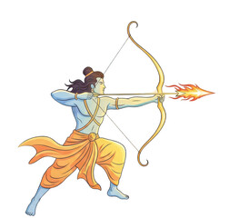 Fototapeta premium Epic Illustration of an Archer Shooting a Fiery Arrow with Precision