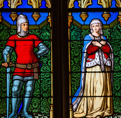 Stained glasses of the cathedral, Josselin, France
