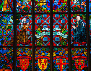 Stained glasses of the cathedral, Josselin, France