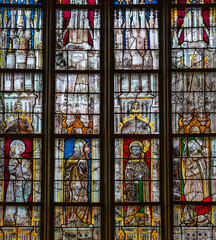 Stained glasses of the cathedral, Josselin, France