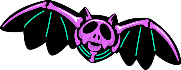 Halloween Bat Skeleton Cartoon