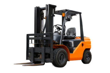 Orange Industrial Forklift Truck with Open Cabin for Material Handling