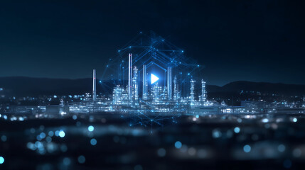 Obraz premium Discover a high-definition 4K video animation illustrating the impact of Industry 4.0 technologies such as automation, AI, and IoT in manufacturing, showcasing how these innovation
