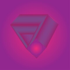 Abstract geometric diamond shape with pink and purple gradient glow