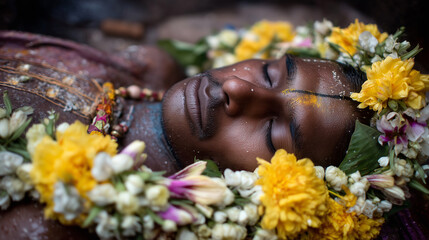 Explore traditional death customs in India, including Hindu funeral rites, ash immersion ceremonies, funeral flowers, devotional chanting, and beliefs about the afterlife in Hindui