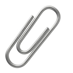 A single, standard metal paperclip angled diagonally on a clean white background.