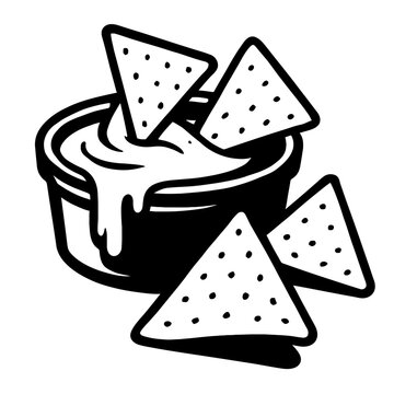 black and white nachos with cheese dip clip art preview