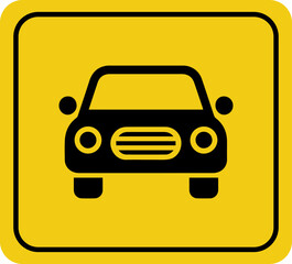 Bold black car icon on vibrant yellow square background