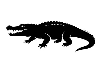 Obraz premium Powerful Silhouette of an Alligator or Crocodile with Open Jaw