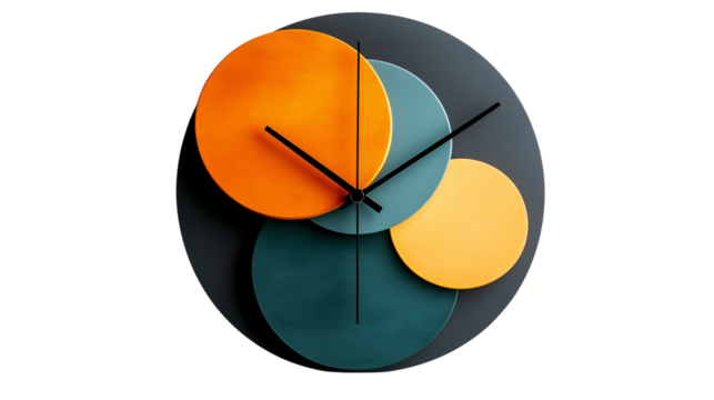 - Modern decorative clock with bold ,isolated on transparent background