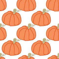 Seamless pattern with orange pumpkins for design on packaging, fabric for a holiday, on a towel, for Halloween