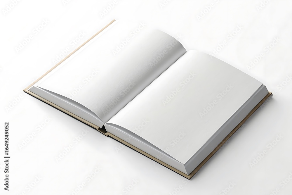 Poster open book with blank pages isolated on white background, perfect for adding your own text or images,