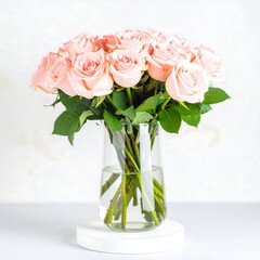 Light pink roses in vase