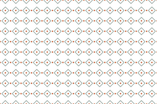 Fototapeta Seamless geometric pattern with gray diamonds and red circles, modern minimal repeating background, abstract decorative design for textile, wallpaper, and wrapping paper. Scandinavian style