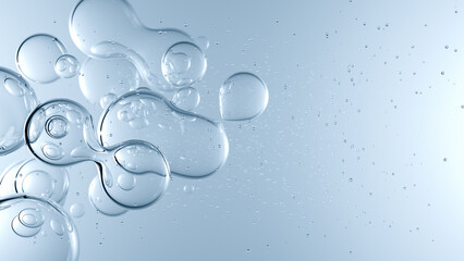 Hyaluronic Acid Droplets in a Liquid, Representing a Skincare Product, Serum, or Essential Ingredient for Hydration and Anti-Aging