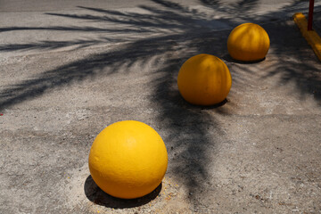 Concrete balls separating the road, Mallorca island.