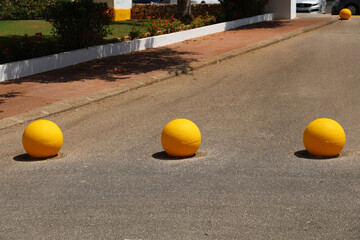 Concrete balls separating the road, Mallorca island.