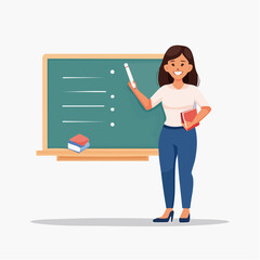 Teacher with blackboard flat vector, representing classroom education.