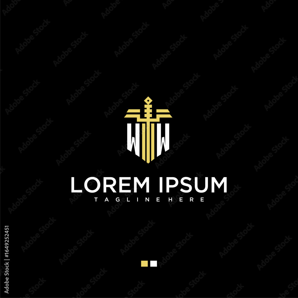 Poster ww initial monogram for lawfirm logo with sword style image